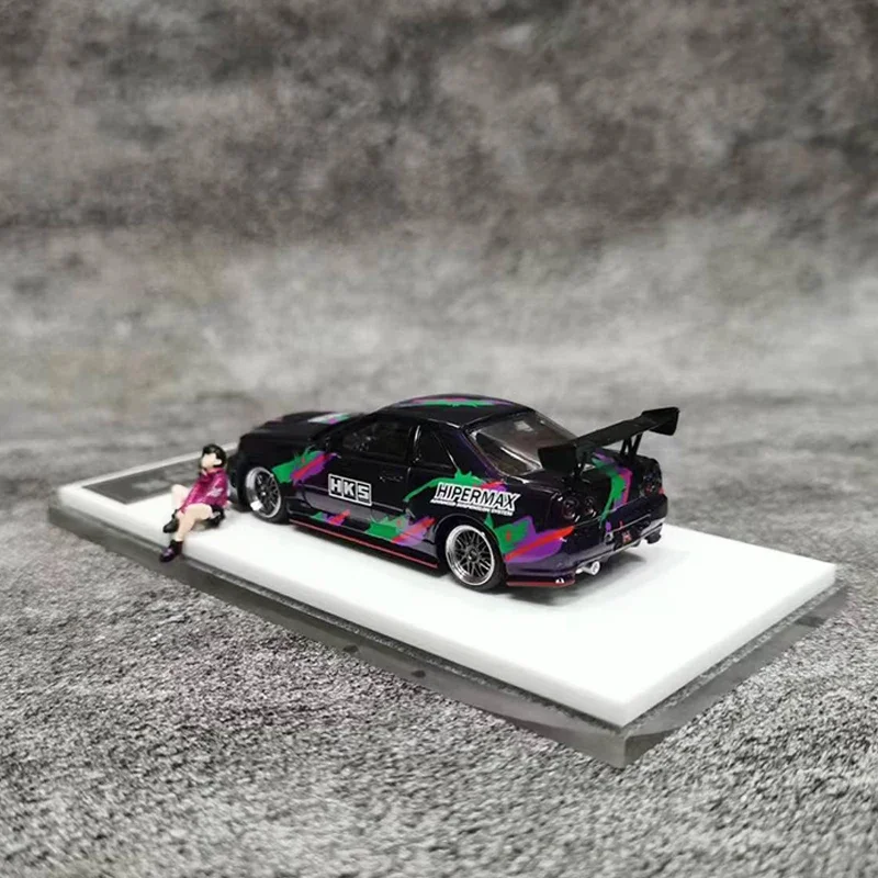 Time Micro 1:64 Model Car GTR34 Open Hood Alloy Die-Cast -HKS Coating