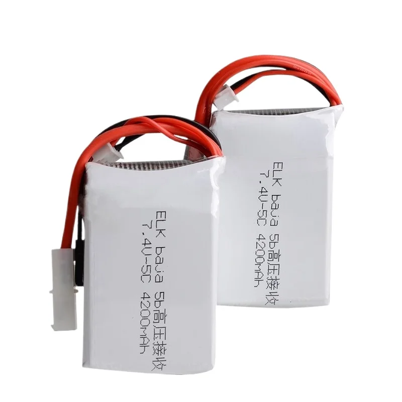 ل ELK-Racing Baja 5B 5T 5SC Remont سيارة شاحنة 7.4 فولت 4200 مللي أمبير بطارية ليبو مع موصلات توصيل Tamiya