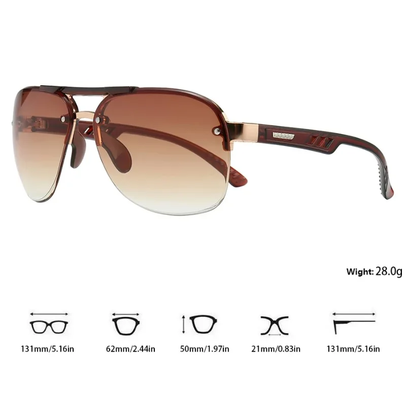 Fashion Gradient Lens Metal Sunglasses Men Women Big Frame Fishing Driving Sun Glasses MTB Outdoor Protective Eyeglasses view 5