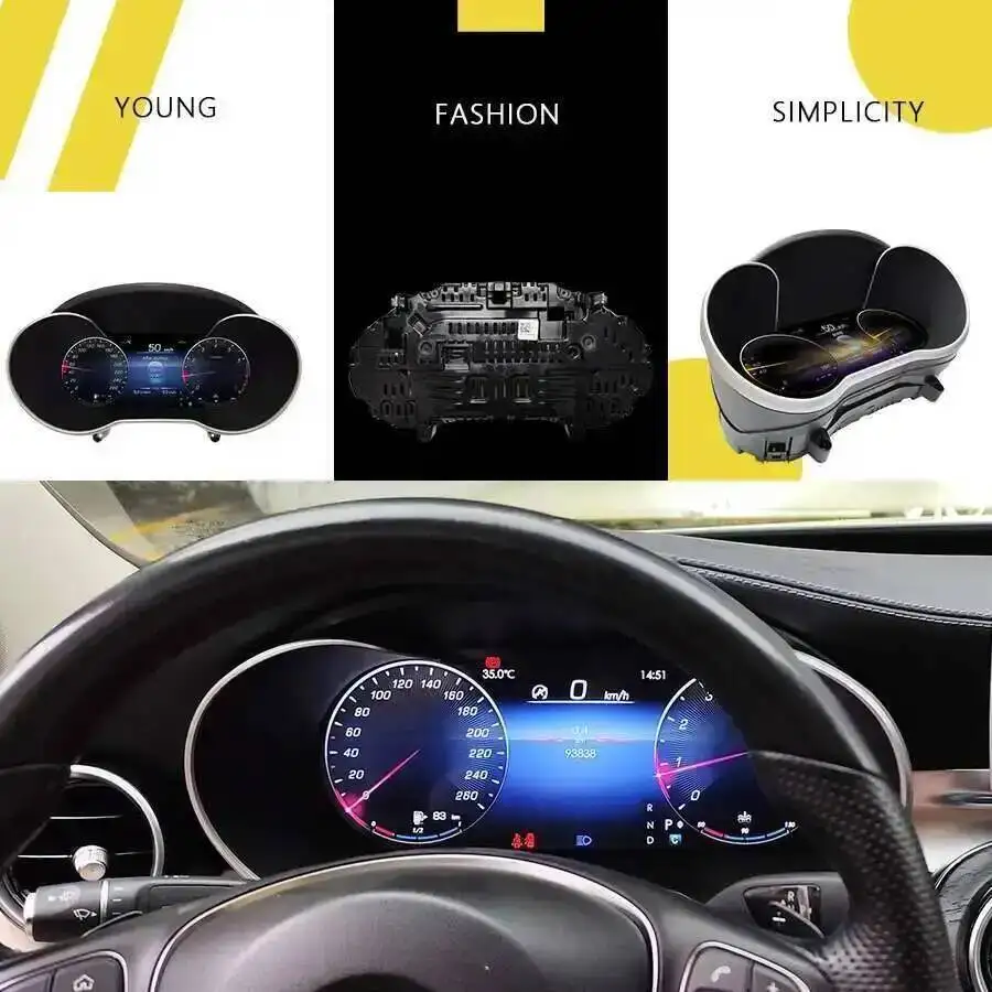 Dashboard Display Car LCD Digital Cluster Virtual Cockpit Speed Meter Head Unit For Benz C/GLC Class W205 X253 2015-2019 CARPLAY