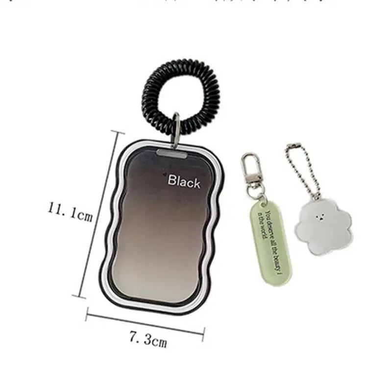 Soft Silicone Card Keeper with Elastic Lanyard; Idol Photo Protecting Keychain Bag Tassel