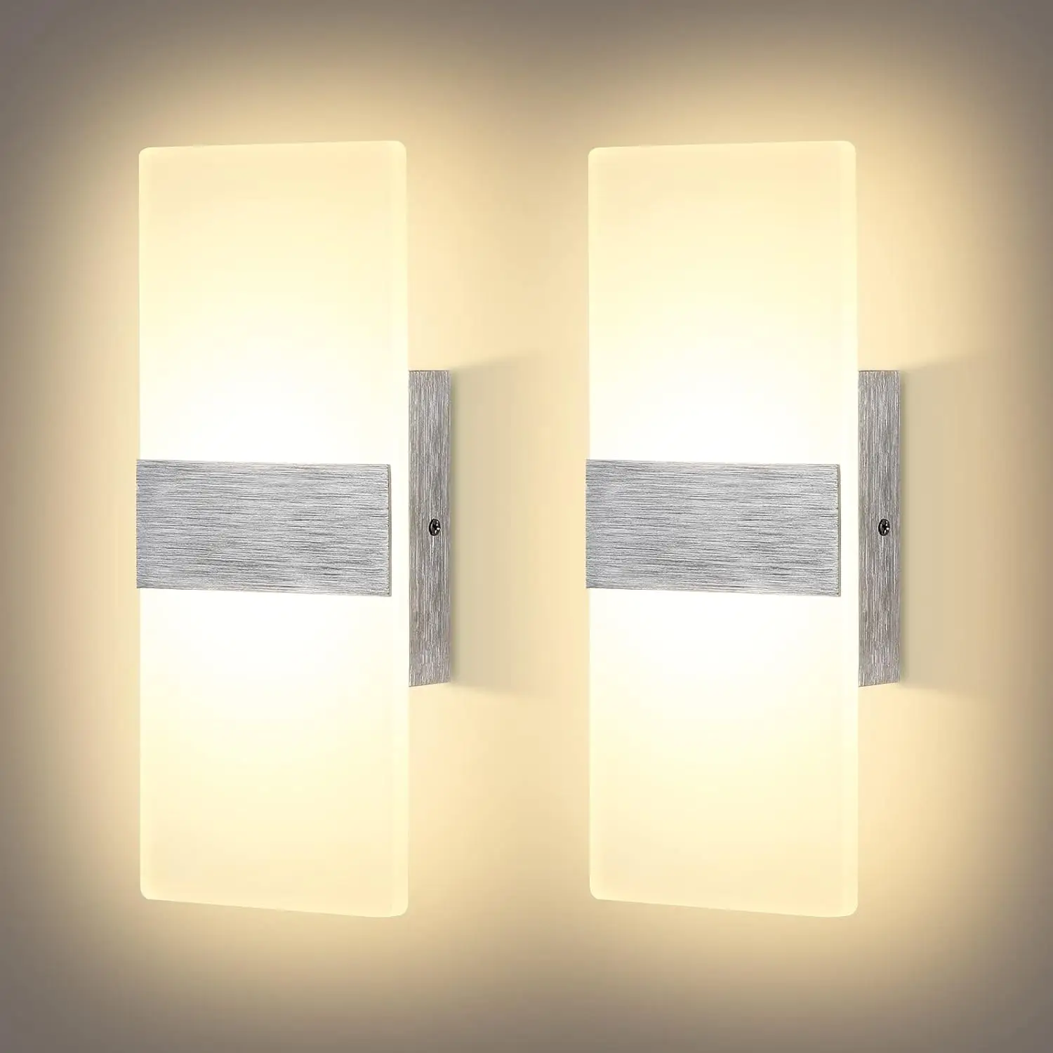 

Lightess Dimmable Wall Sconce Set of 2, Modern LED Wall Lamp 12W for Hallway Bedroom Living Room, Warm White