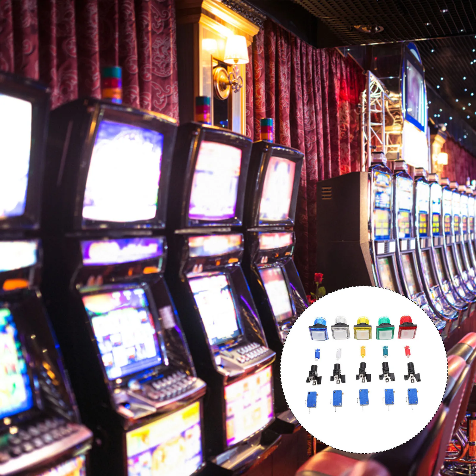 

5Pcs Games Button Switch Plastic Arcade Push Button Easy Press Design for Interactive Play Replacement Household Accessory