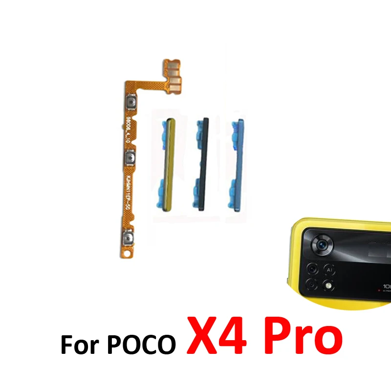 Para Xiaomi POCO X4 Pro 5G: Novo Botão de Volume (Cima/Baixo) e Cabo Flex Interno de Ligar/Desligar (Peças para X4 Pro)