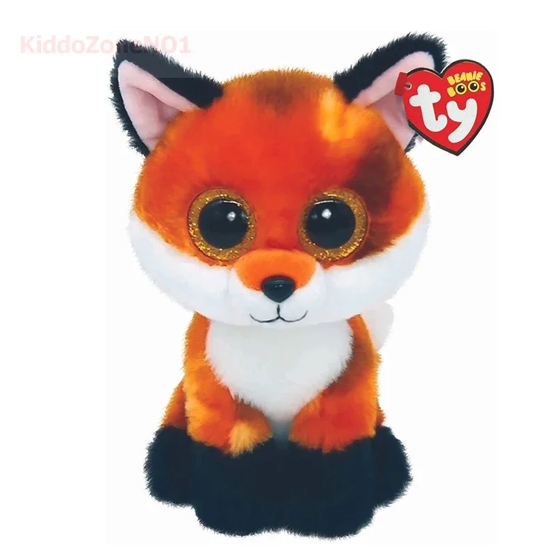 15CM Ty Big Eyes Beanie Plush Stuffed Animal Toy Cute Doll Brown Fox Meadow Children Christmas New Year Birthday Kids Gifts