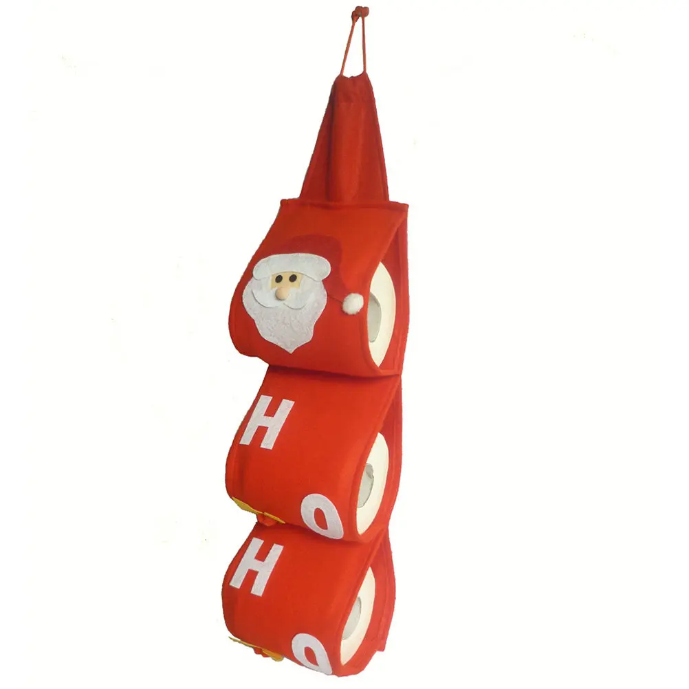 Santa Claus Toilet Paper Holder Texture Comfortable Hand Feeling Christmas Roll Paper Organizer Wall Hanging Decoration