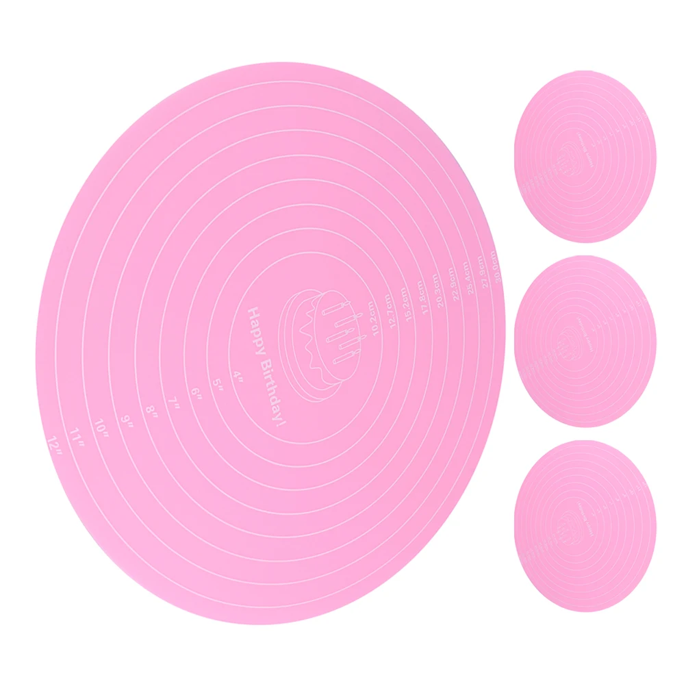 

4Pcs Silicone Cake Baking Mat Round Non Stick 12 Inch Measurement Rolling Dough Kneading Pastry Pizza Sheet Cake Baking Supplies