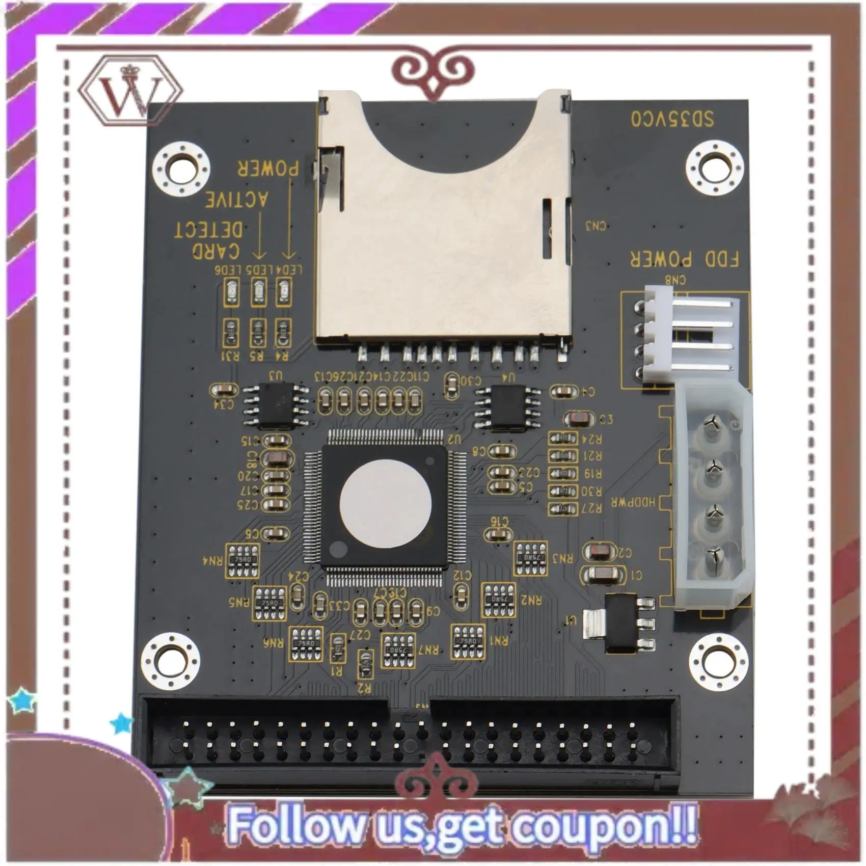 ABBG-Adapter Card 3.5 IDE SD 3.5Inch 40Pin Male IDE Hard Disk Drive SD Card To IDE 40P Male Interface Adapter Card