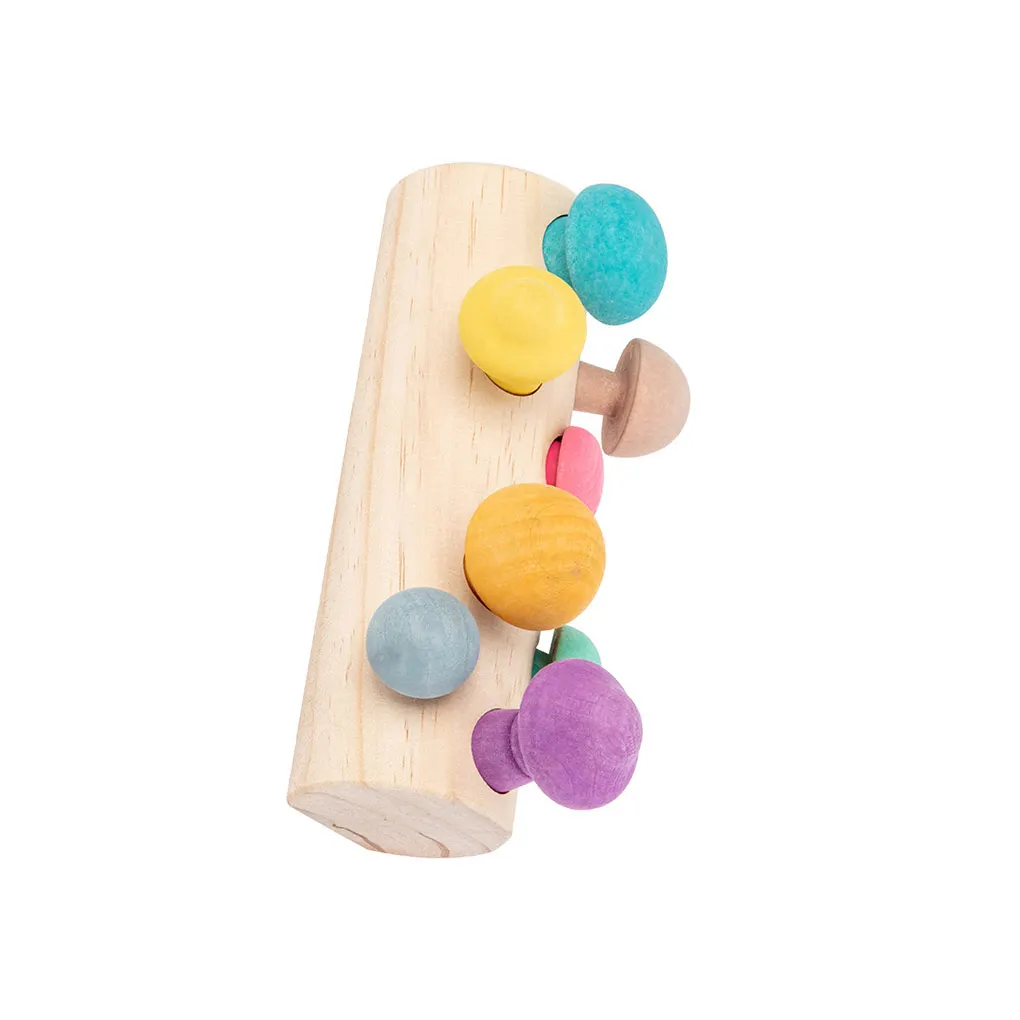 Wood Rainbow Blocks Lightweight Colorful Small Mushroom Picking Game