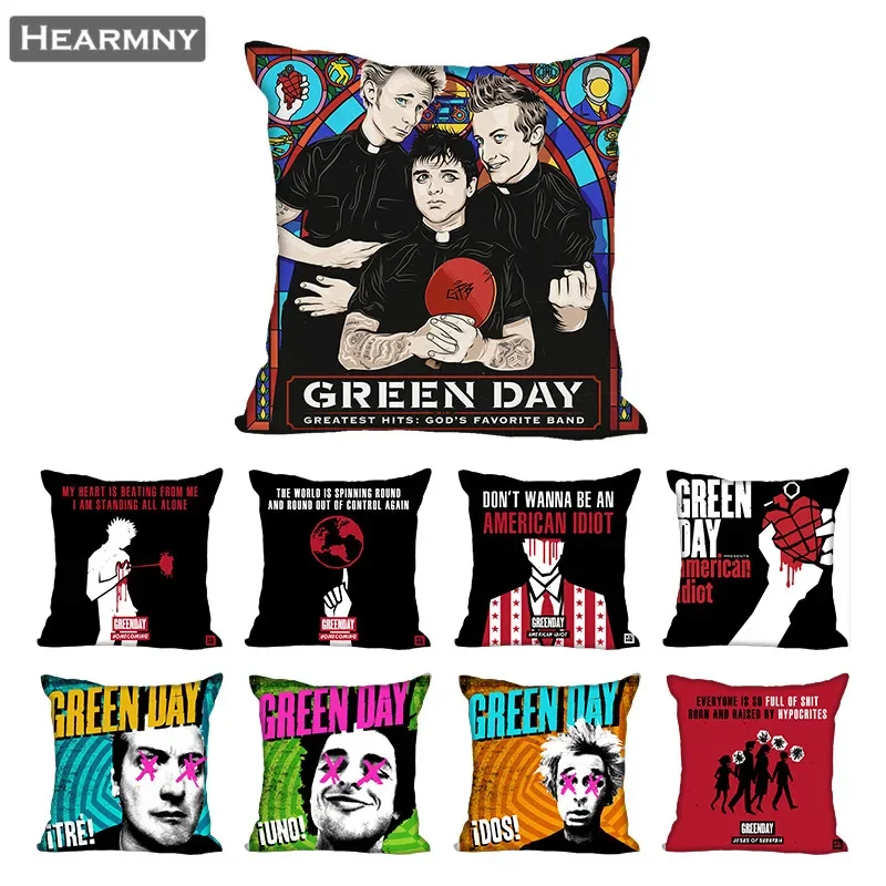 Green Day Pillow Case For Home Decorative Pillows Cover Invisible Zippered Throw PillowCases 45X45cm