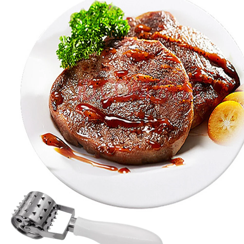 

Stainless Steel Meat Tenderizer Roller Heavy Duty Kitchen Tool For Beef Pork Chicken With Comfort Grip Handle Steak