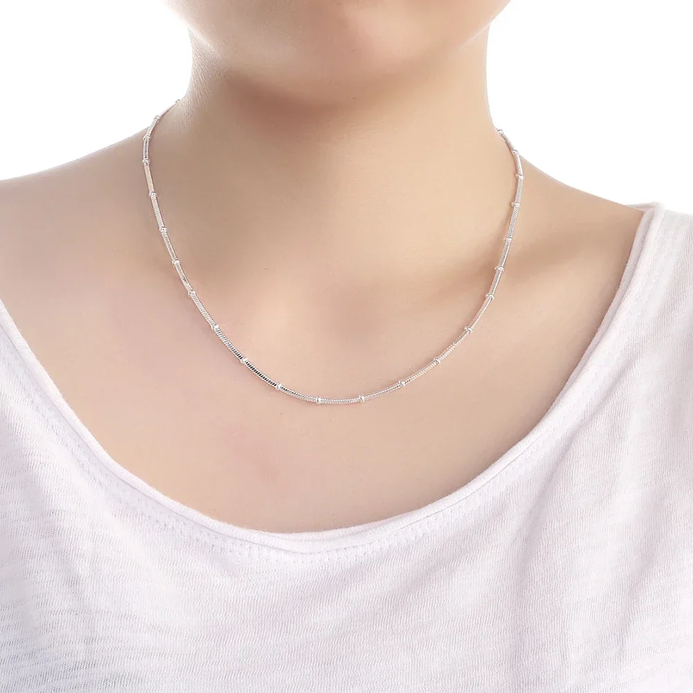 Collar de plata de ley 925 para mujer y hombre, cadena de 2MM, 45-60cm, 20 pulgadas, joyería de boda, regalos de vacaciones