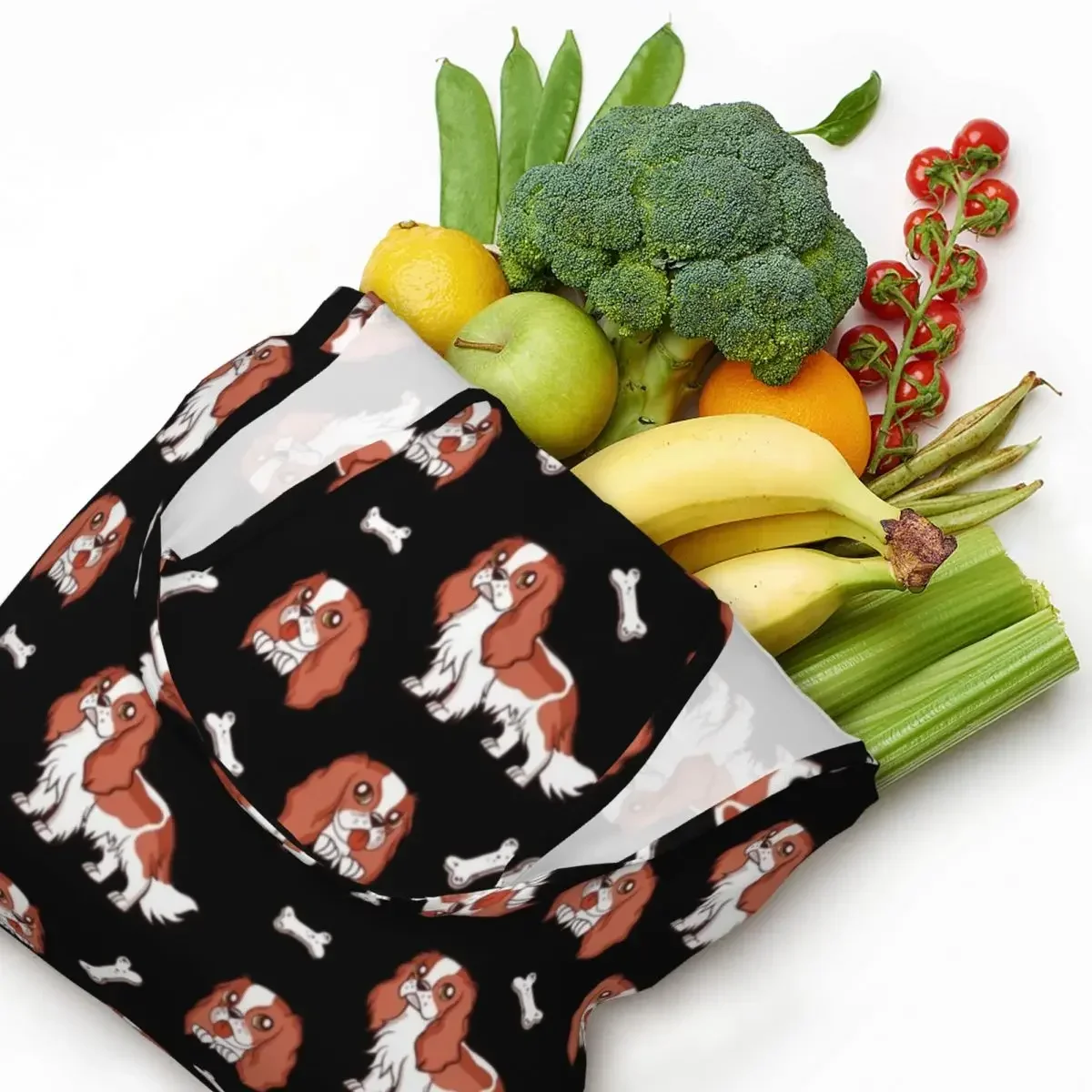 

Custom Recycling Cavalier King Charles Spaniel Shopping Bag Women Canvas Shoulder Tote Bag Washable Dog Groceries Shopper Bags