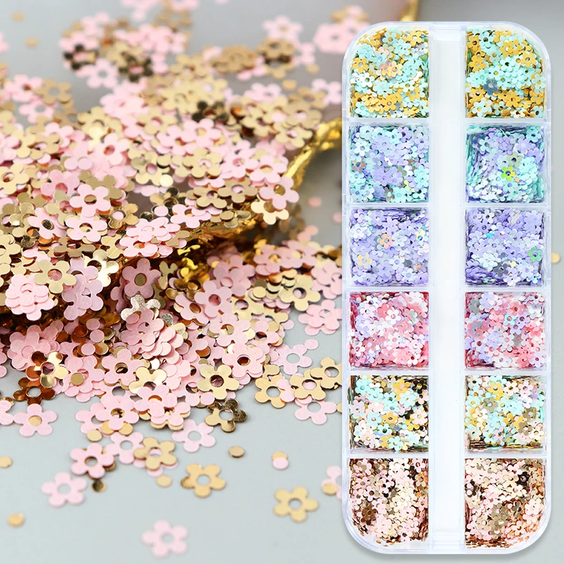 Mixed Flower Sequins Glitter For Epoxy Resin Filler Hollow Out Plum Blossom Slime Slices UV Silicone Mold Filling Craft Supplies