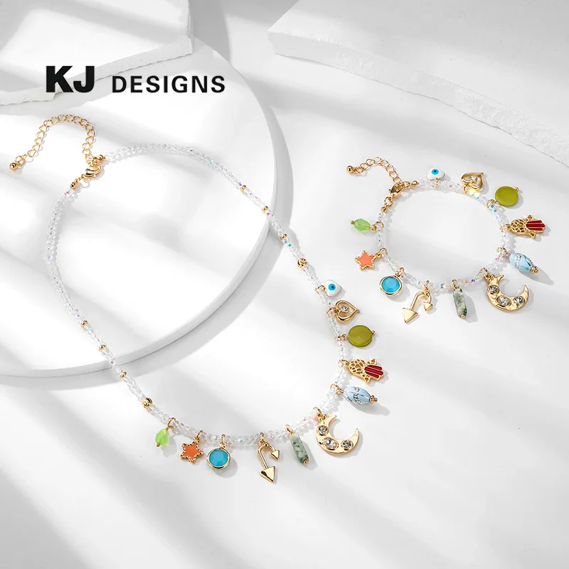 أزياء الصيف الأصلية متعددة قلادة قلادة سوار مزيج اللون أزياء البوب القمر ستار امرأة #1