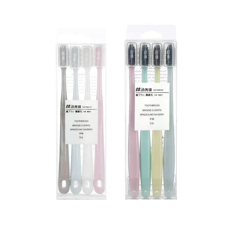 

4/8PCSBamboo - charcoal soft - bristle toothbrushes for couples and adults, suitable for portable travel.