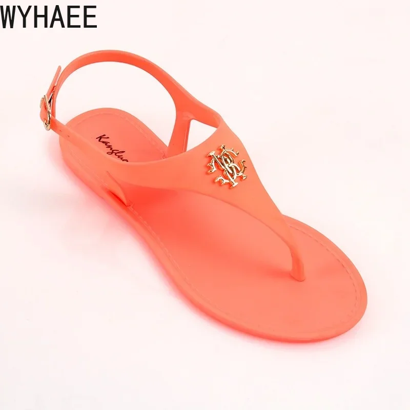 2023 New Summer Women\'s Sandals Fashion Open Toe Jelly Flip Flops Non-slip Buckle Flat Sandals All-match Women\'s Sandals