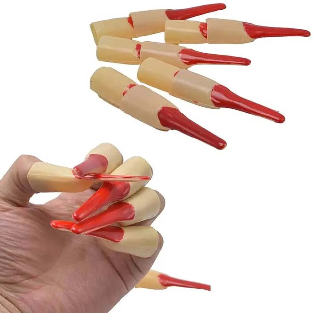 

Halloween Prop Ghost Zombie Witch Finger Set Scary Long Fingers Halloween Fake Fingers Funny Red Ghost Claw Prop Costume Party