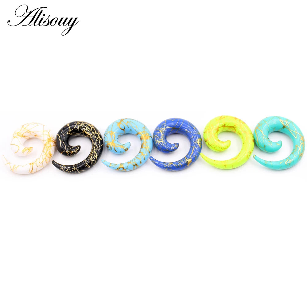 Alisouy 2PC Acrylic Spiral Ear Plug Stretching Tapers Body Jewelry Acrylic Ear Tapers Ear Expander Tunnel Gauges 1.6mm-20mm