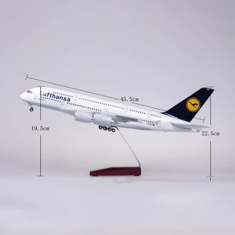 1/160 Bilancia 50.5 CENTIMETRI Compagnia Aerea A380 Lufthansa Modello di Aereo W Luce e Ruota Pressofuso In Resina di Plastica Aereo Per La Collezione