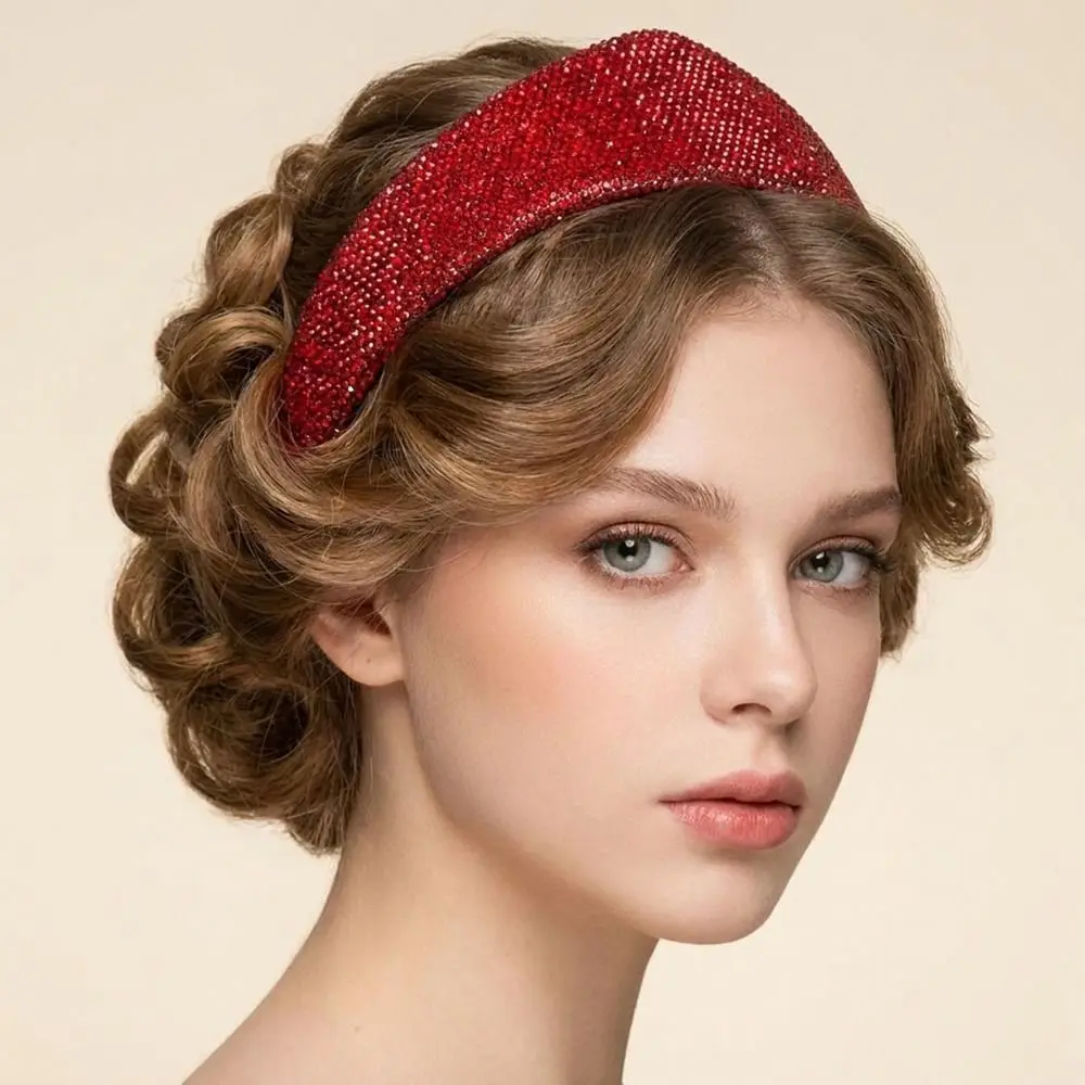 Simple Elegant Crown Headband Leopard Print Baroque Rhinestone Hair Hoop European American Style Classical Sponge Hairband Party