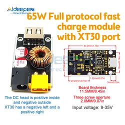 DC 9V-35V 65W do rodzaj USB C moduł szybkiego ładowania telefonu komórkowego obsługuje protokół QC4.0 PD2.0/3.0/PPS z portem wejściowym XT30