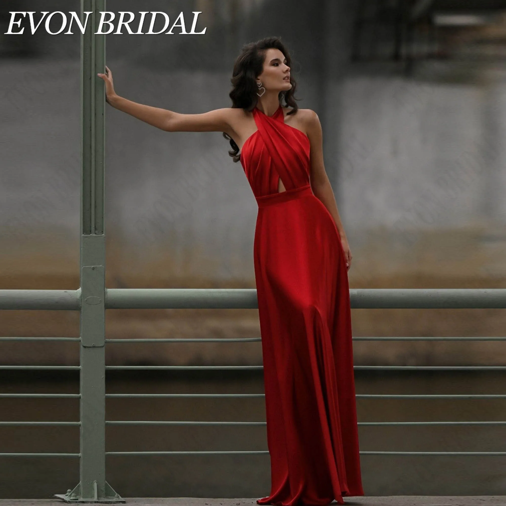 EVON BRIDAL Satin A-Line Prom Gown Halter Custom Made 2026 Women’s Evening Dress Sleeveless Open Back Elegant Vestido Femenino