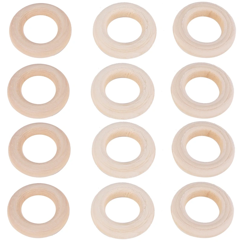 A01F-150 Pcs 25 Mm/1 Inch Wooden Craft Ring Unfinished Wooden Rings Circle Wood Pendant Connectors For DIY Projects