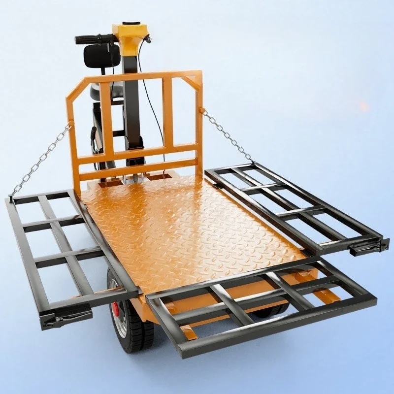 Electric three-wheeled flat truck construction site feeding, pulling bricks, pulling goods, pushing trucks, breeding stalls