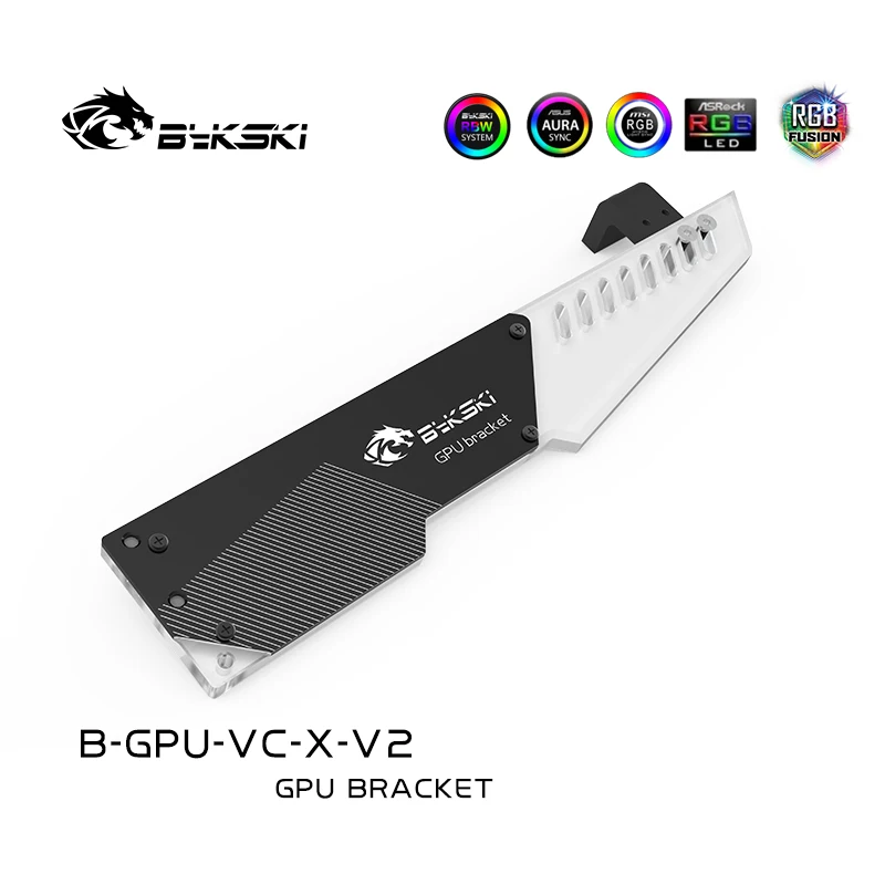 

Акриловый кронштейн Bykski для видеокарты с RGB/A-RGB синхронизацией подсветки / Поддержка фиксации видеокарты в корпусе, размер 254*49*7 мм