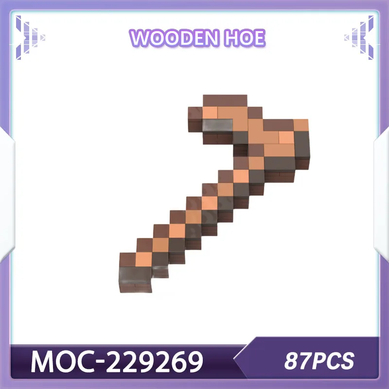 Ensemble de blocs de construction houe en bois Pixel MOC-229269, décoration de jeu, cadeau de noël