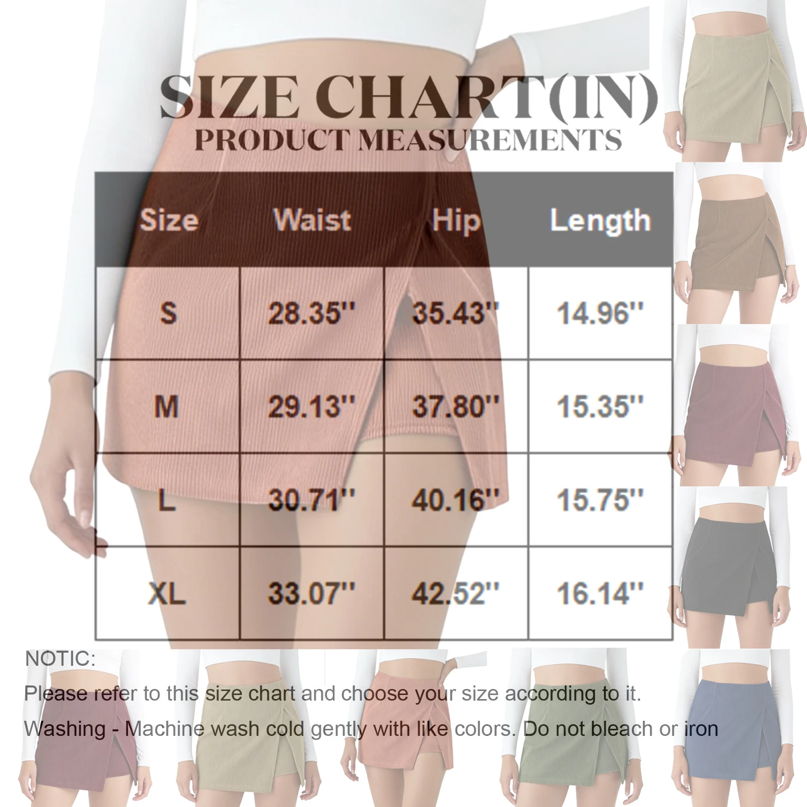 Mini jupe en velours côtelé taille haute pour femmes associée à des shorts, jupes courtes décontractées à taille haute avec fente latérale, jupes sportives de couleur unie