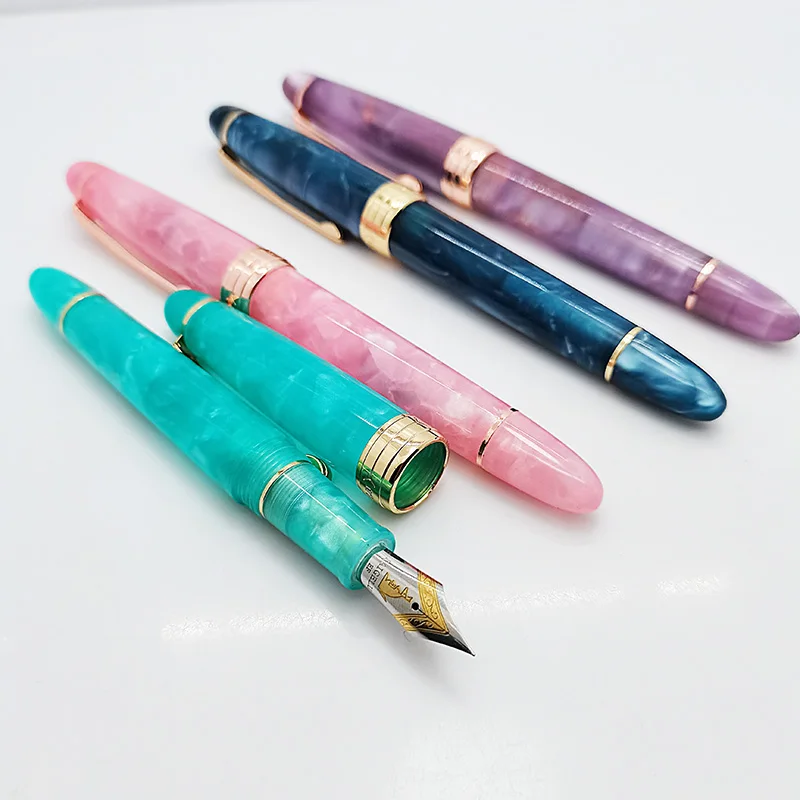 

Kaigelu 356 Art Pen Resin Lady Gift Colorful Acrylic Fountian Caligraphy Pen Cute School Supplies Golden Clip Torpedo