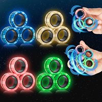 12Pcs Glow in Dark Magnetic Ring Fidget Spinner Toys Fingers Magnet ADHD Stress Relief for Adult Kids Anxiety