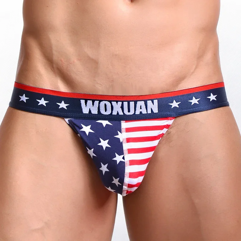 Men\'s Underwear American Flag Printed Briefs Breathable Comfortable Soft Male Panties