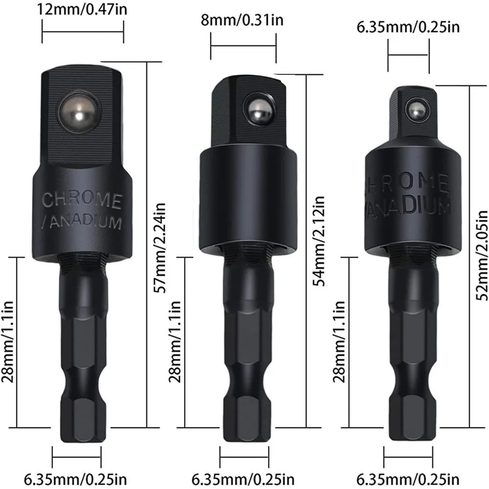 Flexible Drill Bit Extension Set 360° Rotatable 1/4 3/8 1/2