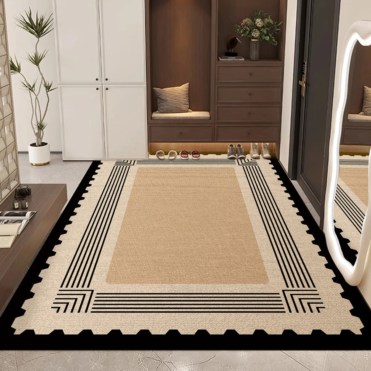 Wabi-sabi Striped Entrance Doormat Rug Non-slip Welcome Mats Dirt Trapping Washable Corridor Carpet Entry Door Mat Home Decorate