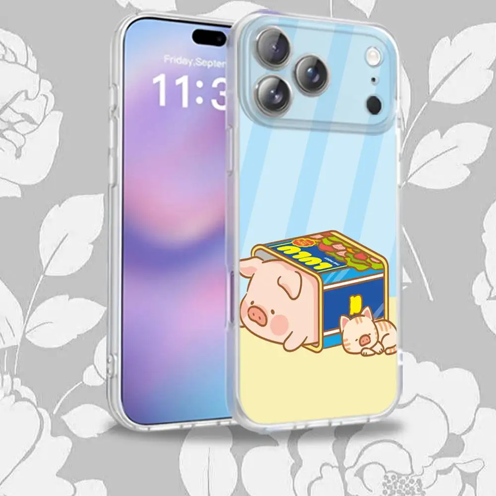 L-LuLu Chubby Cute Pig Phone Case Para iPhone 16,14,11,17,13,15,12,Air,Plus,Pro,Max,E,Mini Frosted para MagSafe Magnético
