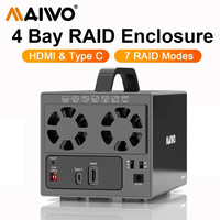 MAIWO 4 Bay RAID External Hard Drive Enclosure with HDMI Port 3.5'' TypeC to SATA HDD SSD Enclosure Support 7 RAID Mode