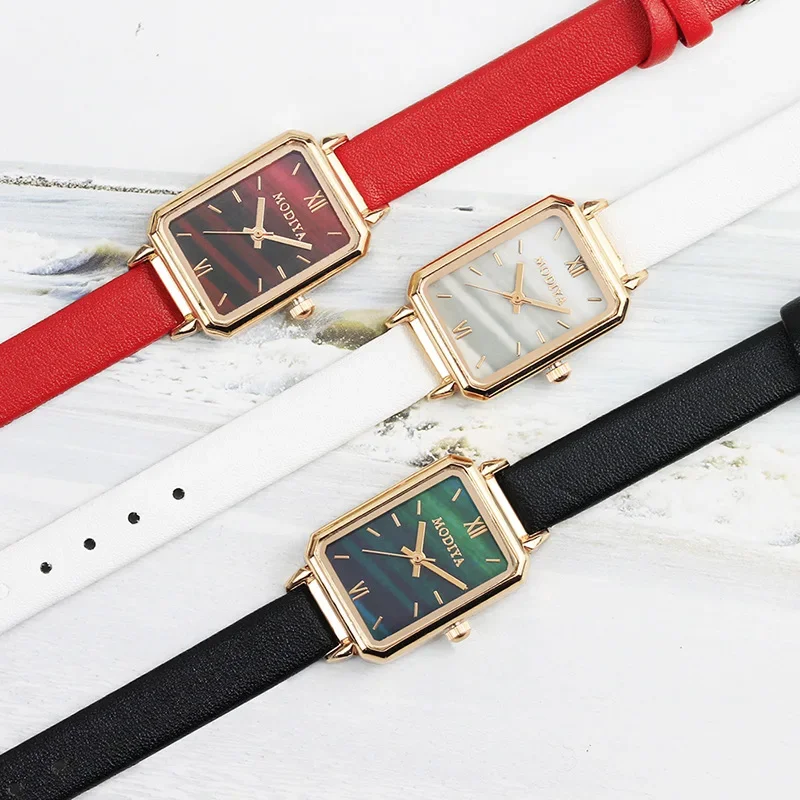 Vintage Square Watch Ladies Leather Strap Belt Bracelet Watch For Girls Gifts Women Elegant Casual Digital Watch Reloj Mujer New