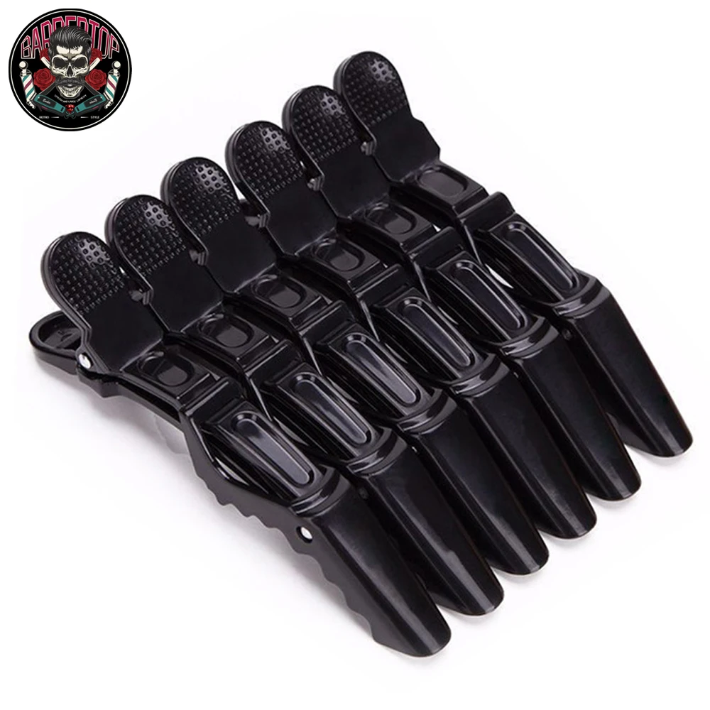 6pcs/Lot Black Plastic Alligator Clip Beauty Hairdressing Clamps Claw Section Alligator Hairpin Barber Styling Hairpin Supplies