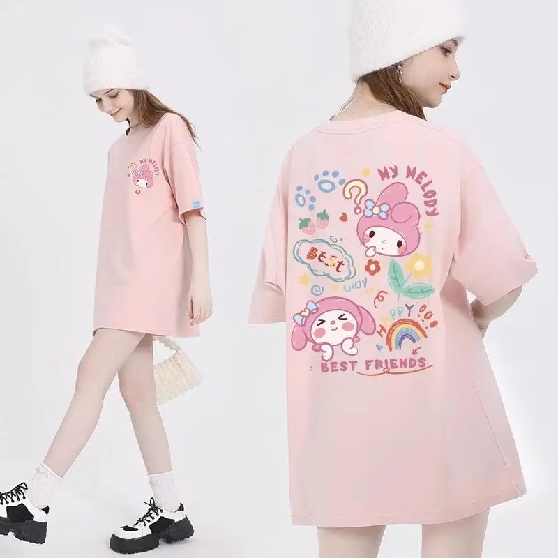 Sanrio Anime Kuromi Cinnamoroll T-shirts Children's Hello Kitty Clothes From 8 14 Years Girls Girl 10 Old Korean Clothing Spring