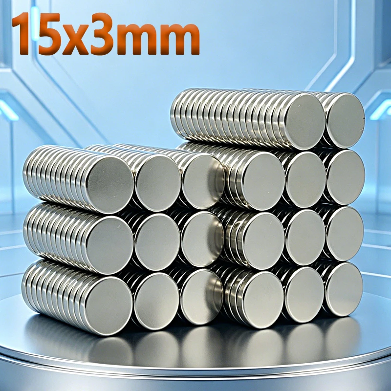 N35 NdfeB 15x3mm Magnet Permanent Round Shape Garage Tool Office Magnets Neodymium Magnetic Imanes 2-100pcs 15*3mm Accessory