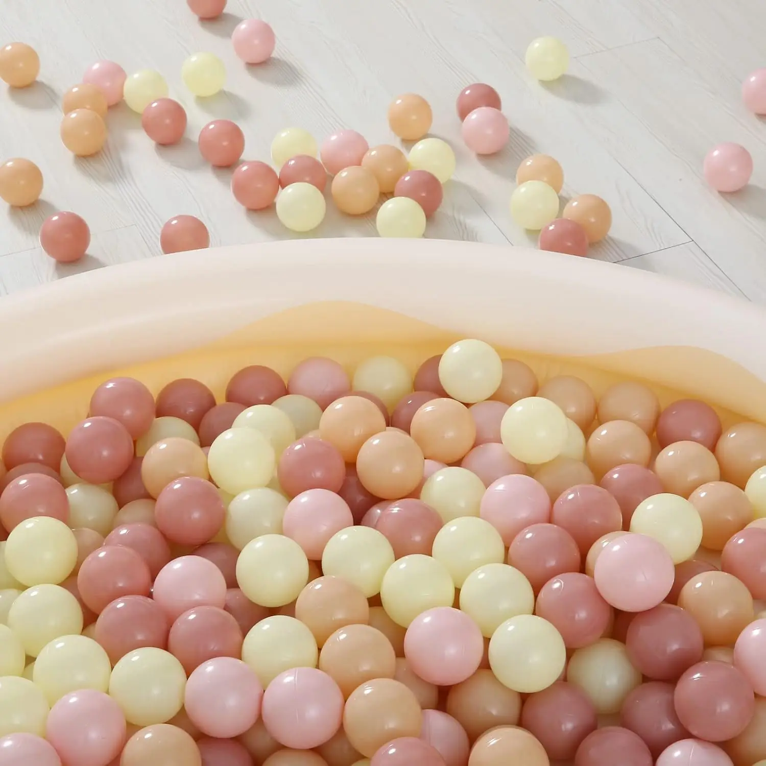 Bolas de piscina de bolas, color rosa y amarillo, 100 Uds., bolas de plástico para bebés, niñas, niños pequeños, tienda de juegos, piscina, parque infantil, decoración de fiesta