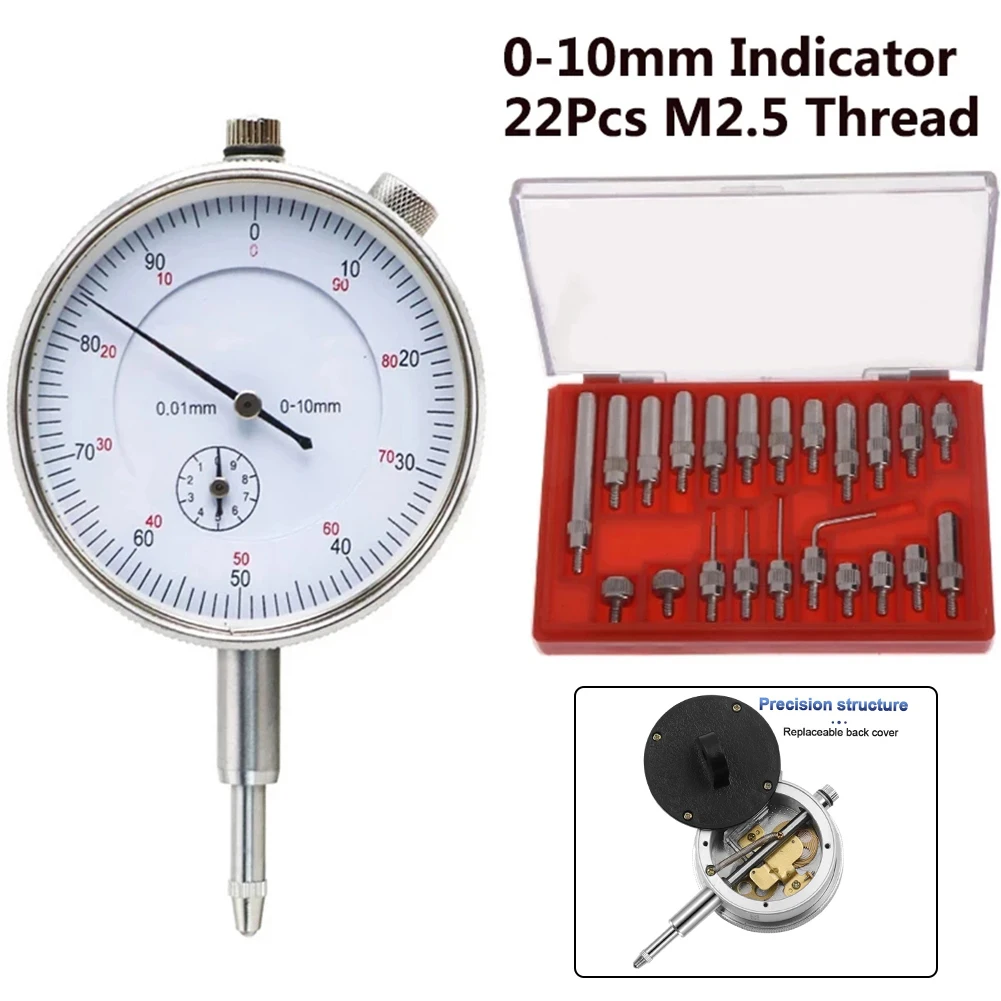 22 Pcs Steel Contact Point Set with M2.5 Thread for Dial Indicator 0-10mm Lug Back Test Gauge Compatible with Metric Indicators - view 6