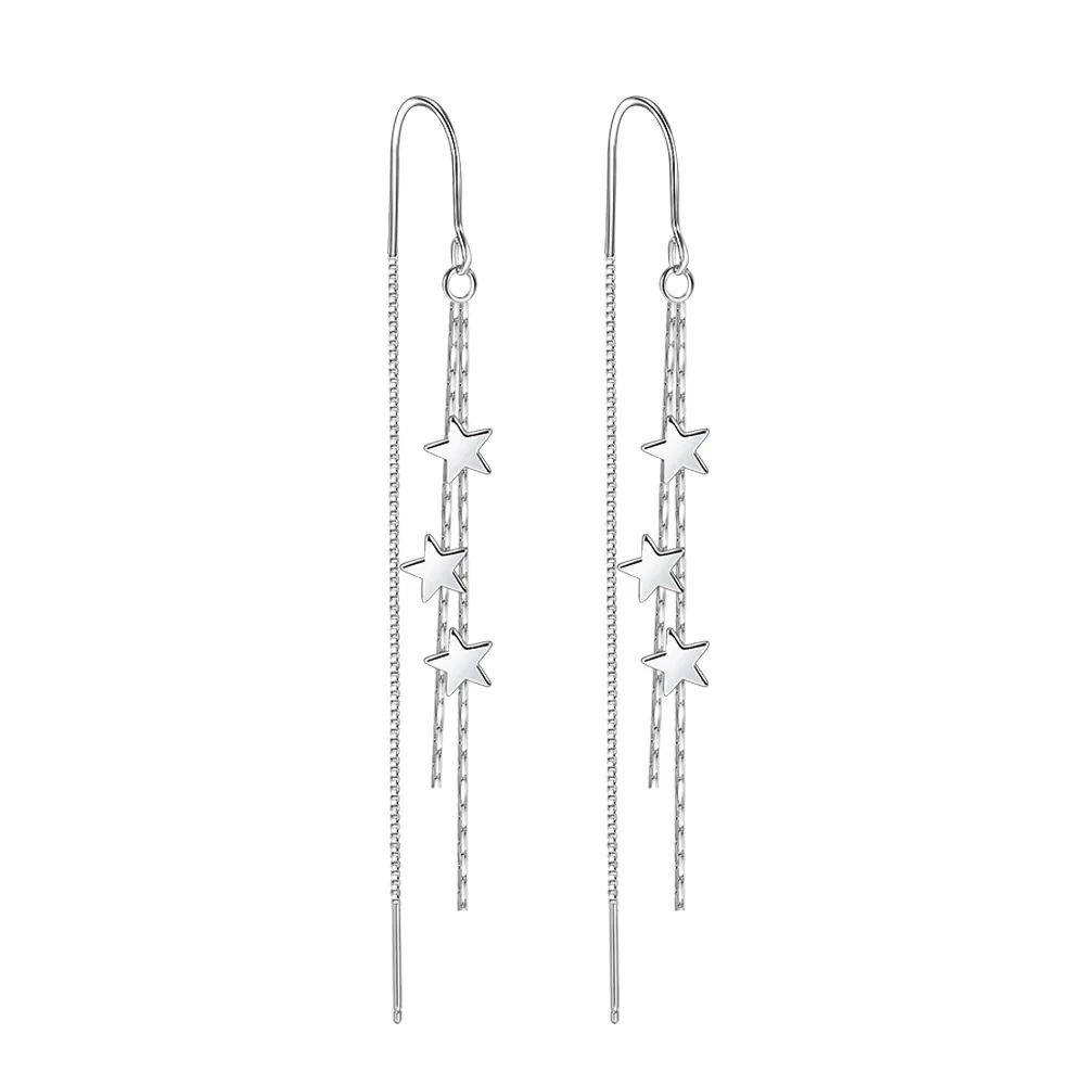 

925 Sterling Silver Fashion Light Luxury Star Tassel Ear Hook Birthday Party Anniversary Gift