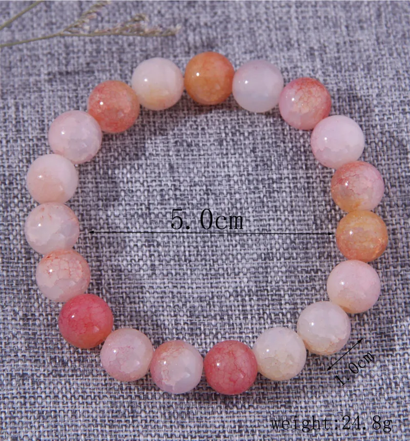 Kymyad 1CM Glasses Beads Bracelet Femme Simple Pink Bracelets Jewelry For Women Circular Single Line Bracelet