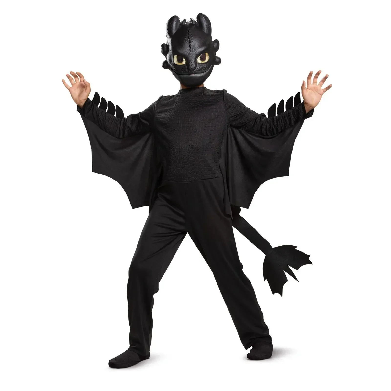 3ps Set Halloween Toothless Cosplay Costume Train Your Dragon Cosplay Clothes Black Fancy Dress Detachable Tail Suit