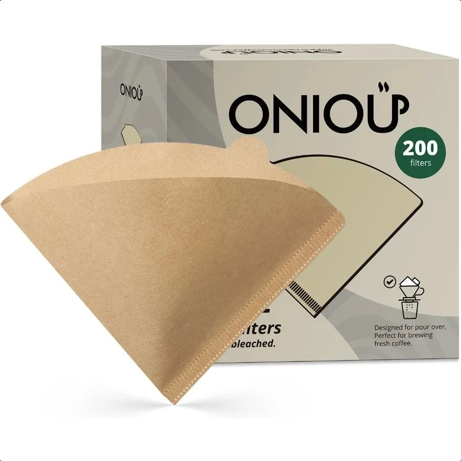 

V60 Coffee Filters 02 Unbleached Size 02 Cone Coffee Filters 200 Count Natural Brown Pour Over Paper Filters for Hario V60 Othe