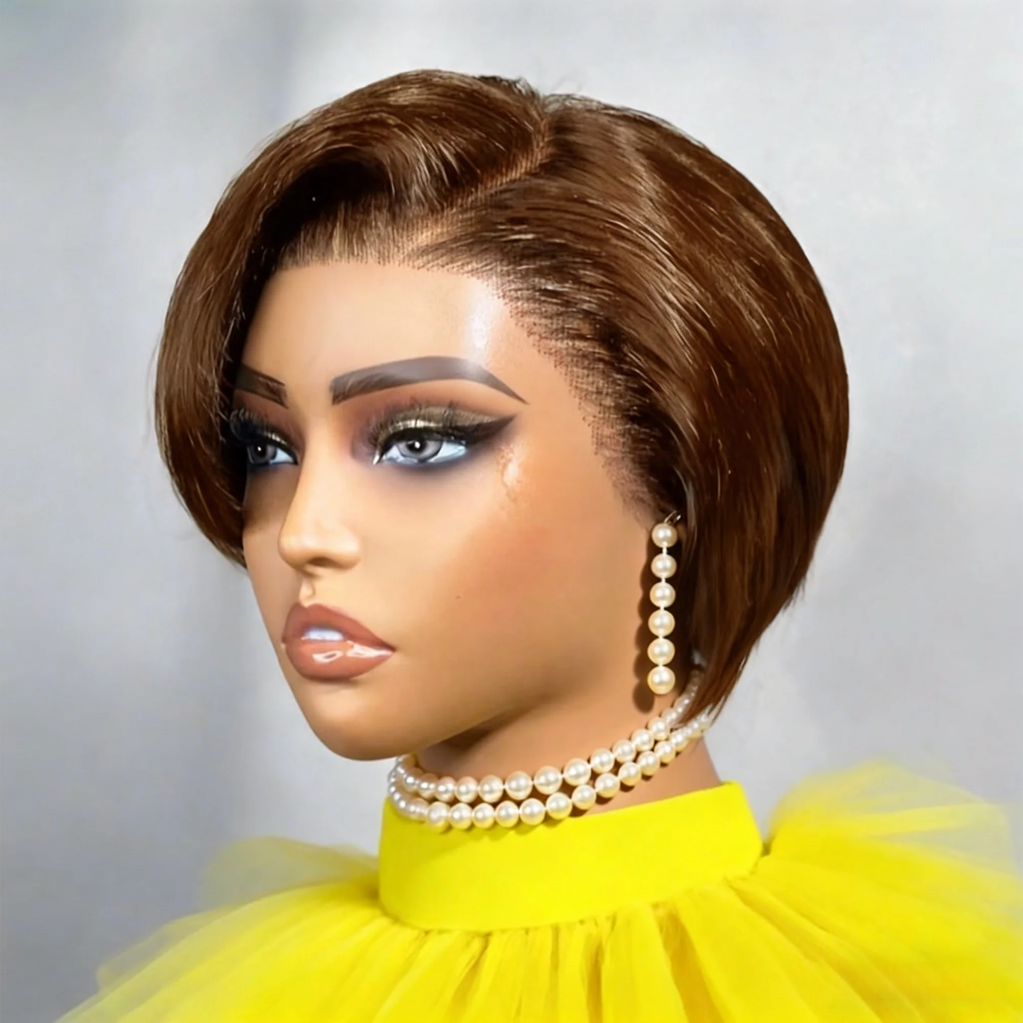 Pixie Cut Wig Human Hair 13x4 Lace Front Wigs 8 Inch Short Bob Wigs Pre Plucked Short Straight 180% Density view 3